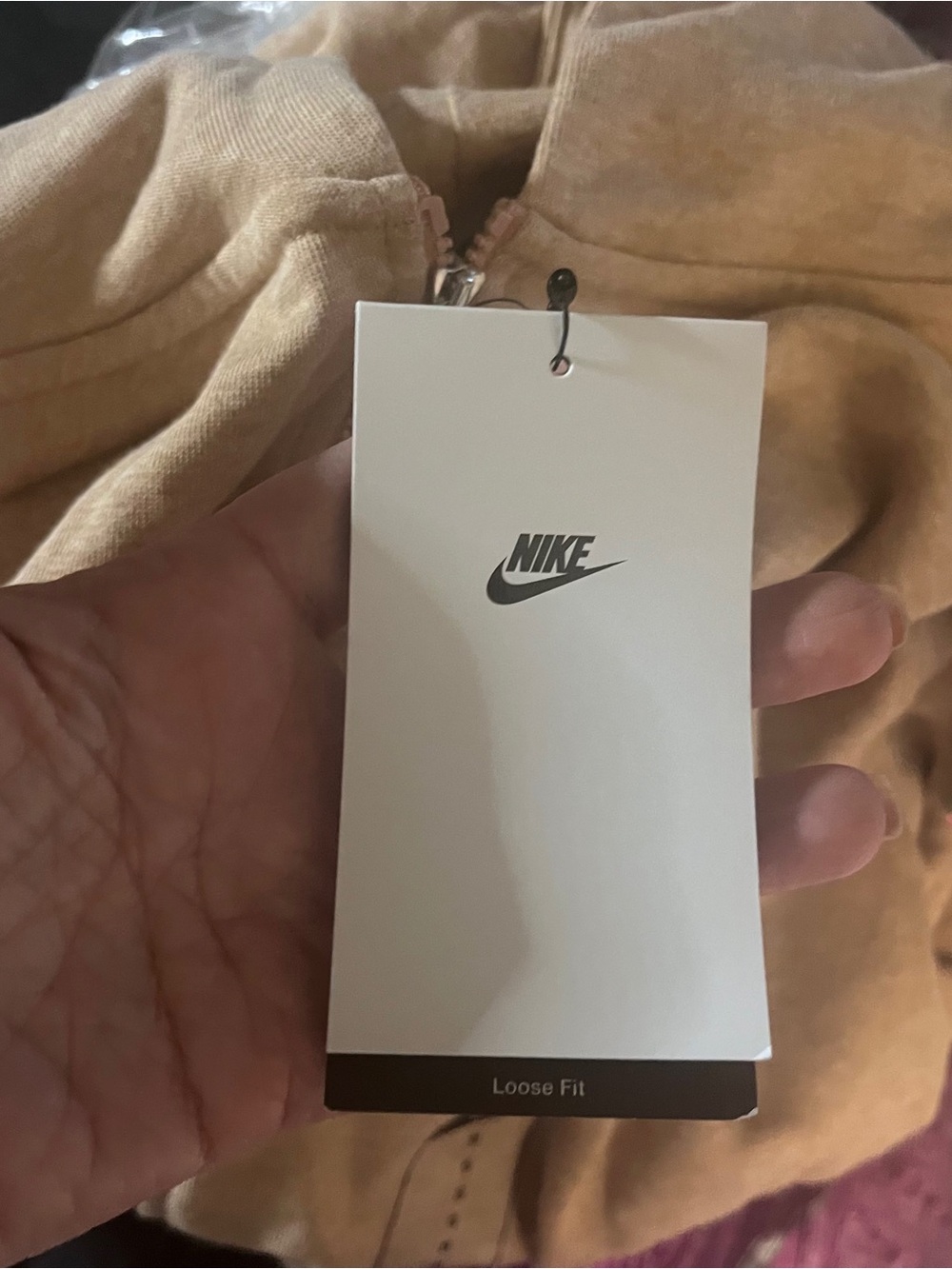 NWT Nike Women's tan Zip-Up Cropped Hoodie Size Small - Picture 2 of 7